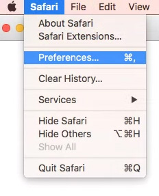 Safari menu